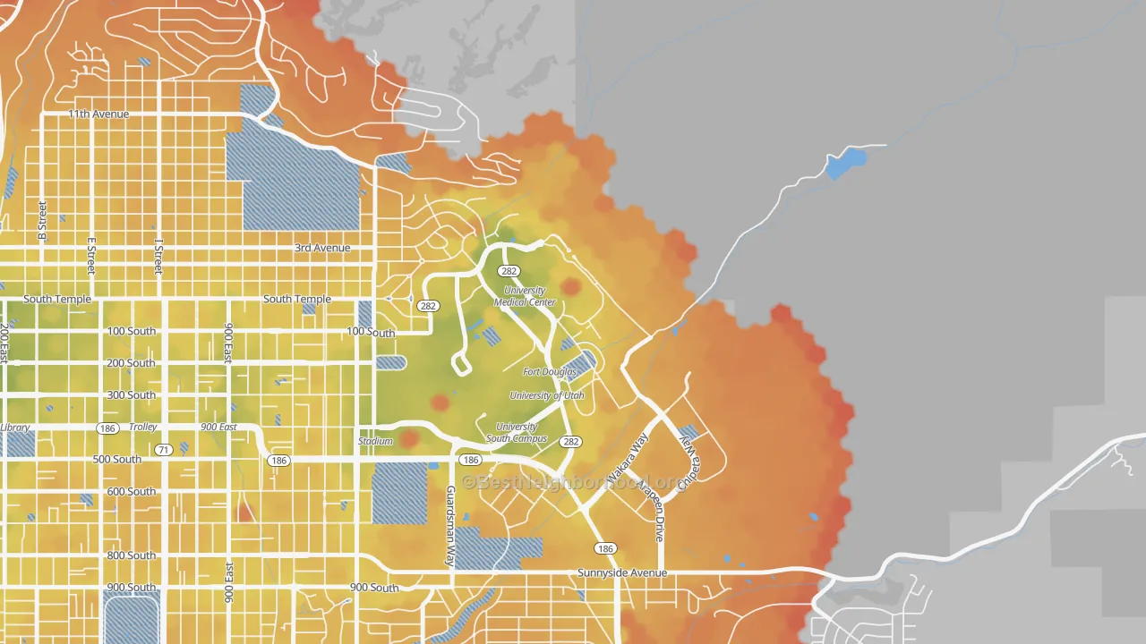 Transit Grade map of 84113, UT