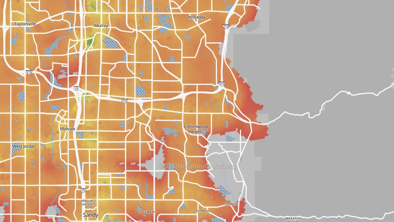 Transit Grade map of 84121, UT