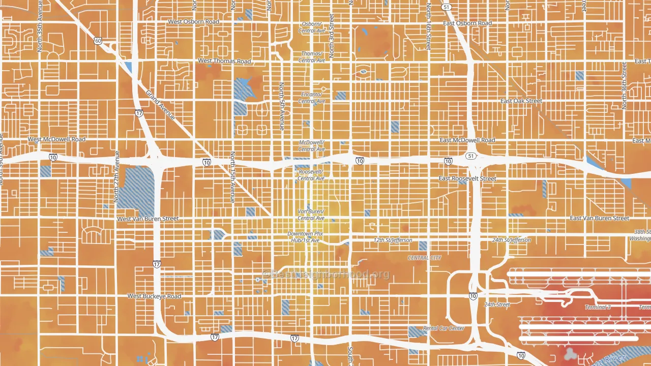 Transit Grade map of 85004, AZ