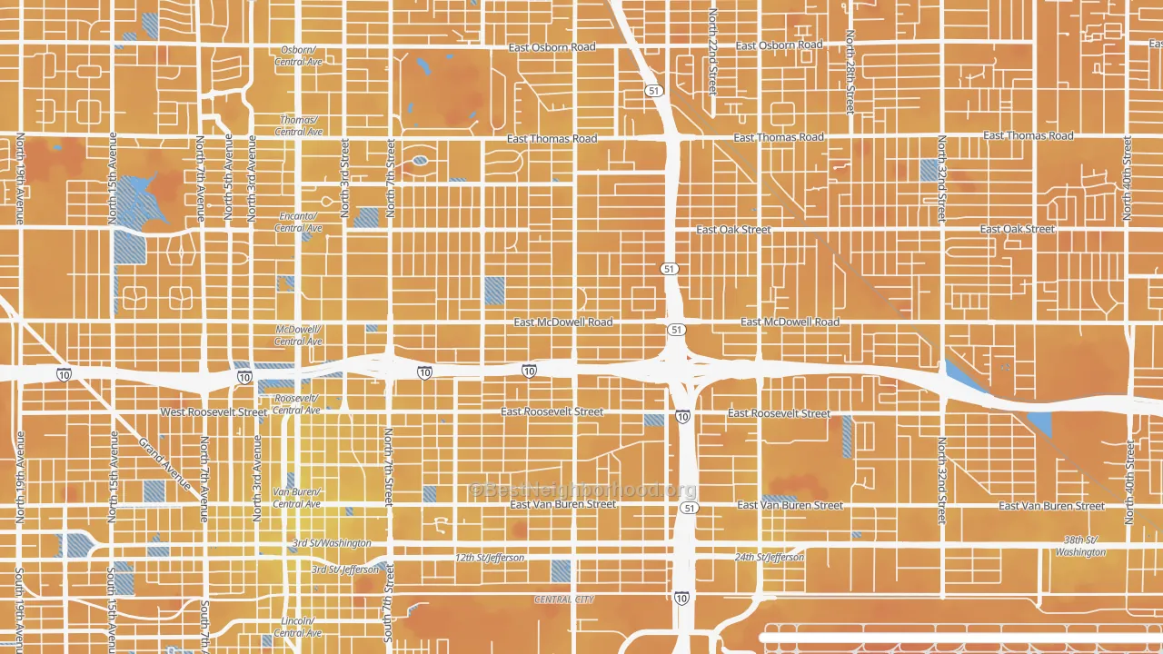 Transit Grade map of 85006, AZ
