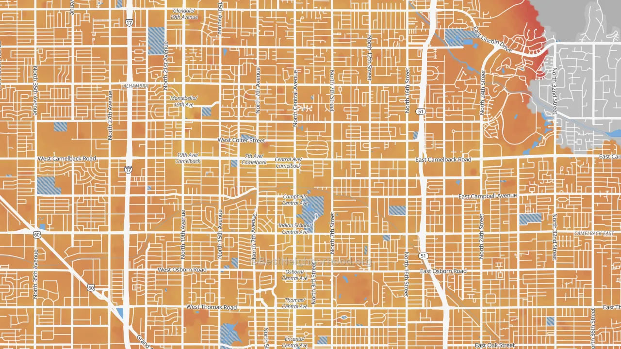 Transit Grade map of 85012, AZ