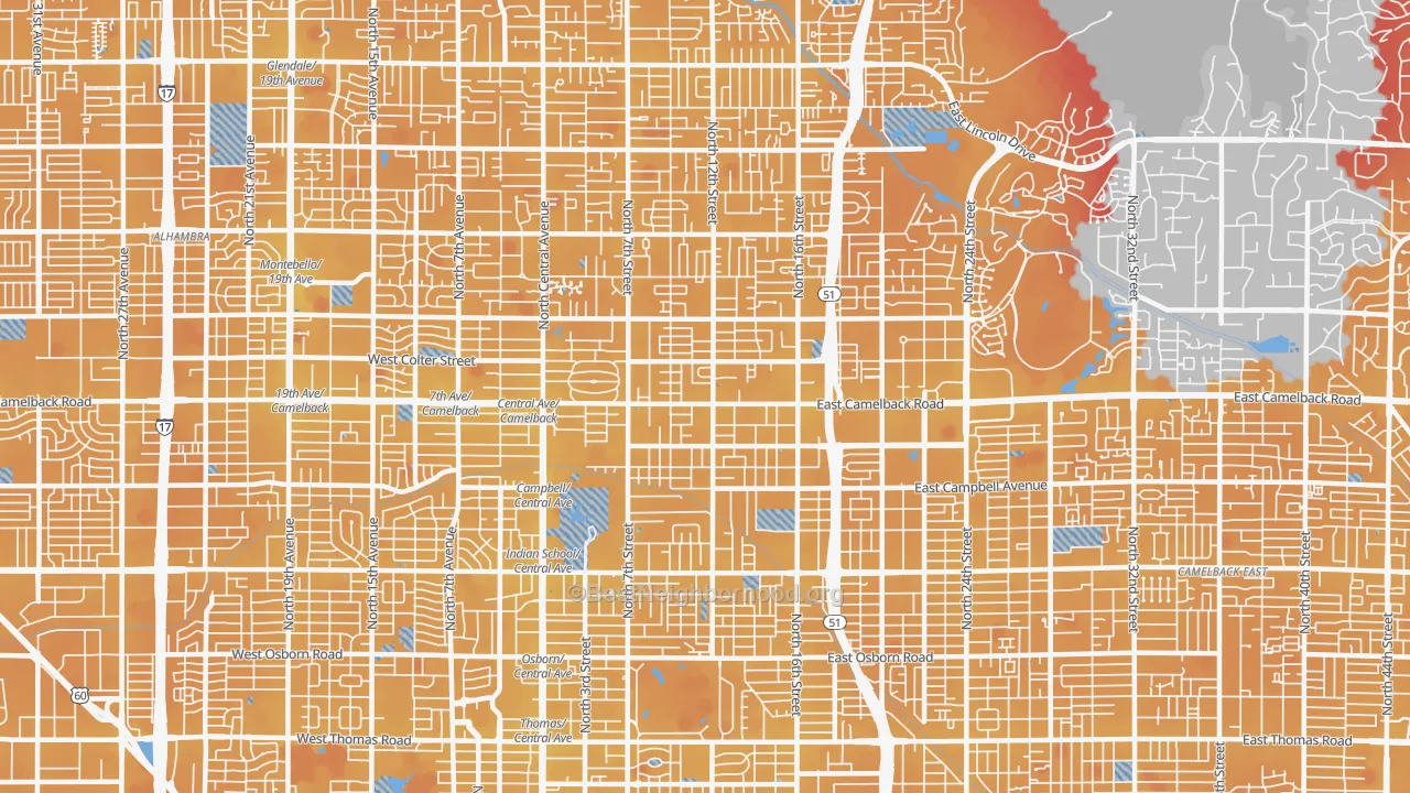 Transit Grade map of 85014, AZ