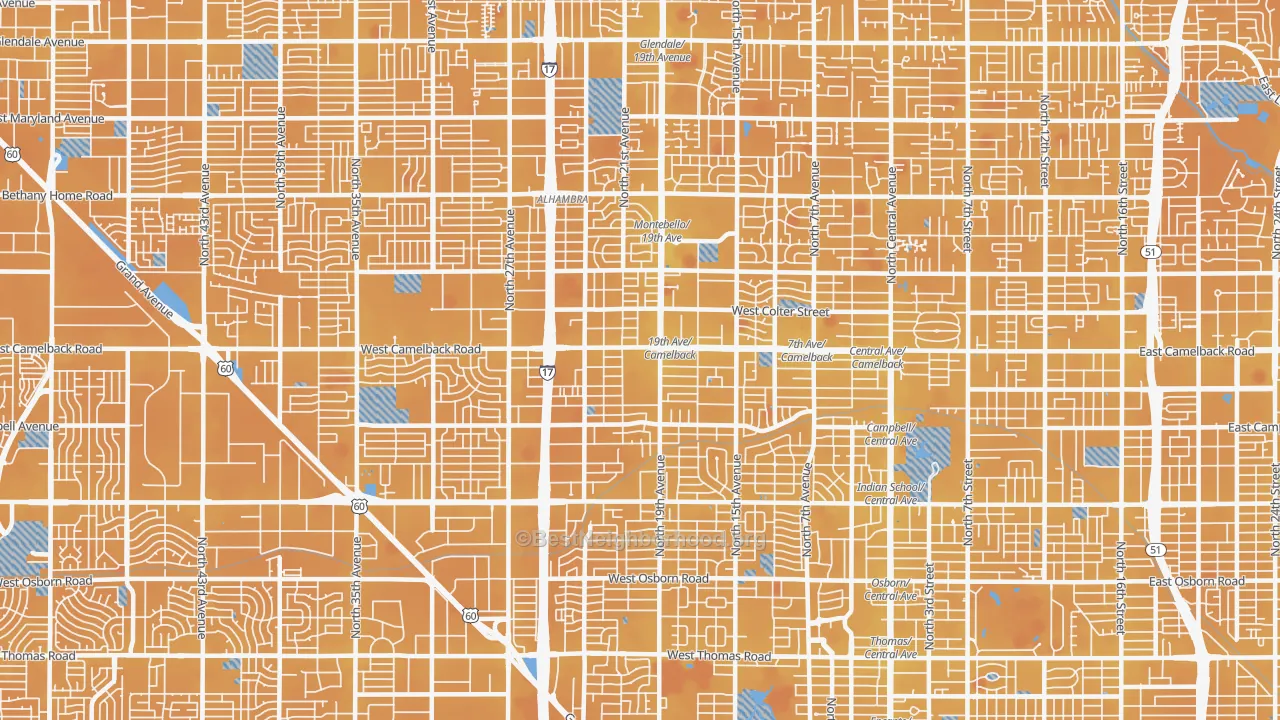 Transit Grade map of 85015, AZ