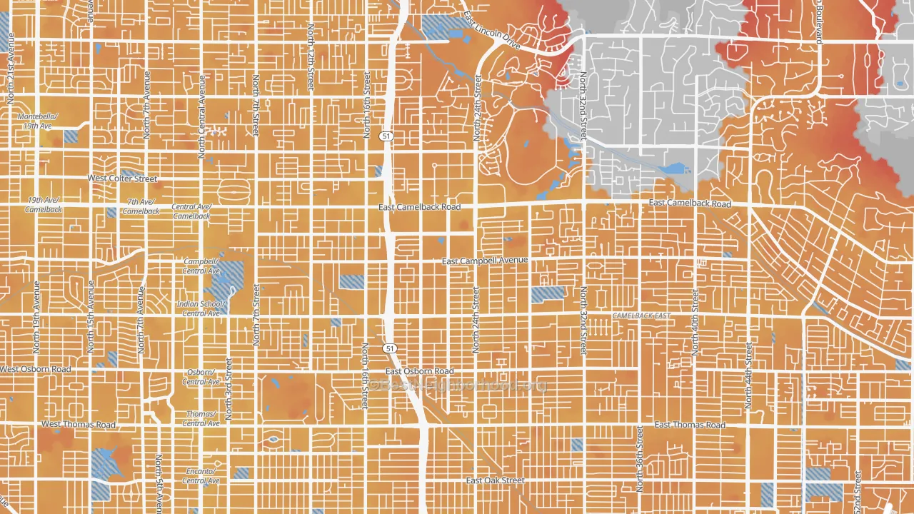 Transit Grade map of 85016, AZ