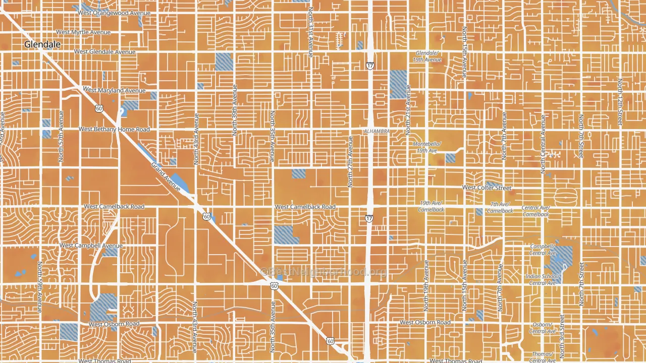 Transit Grade map of 85017, AZ