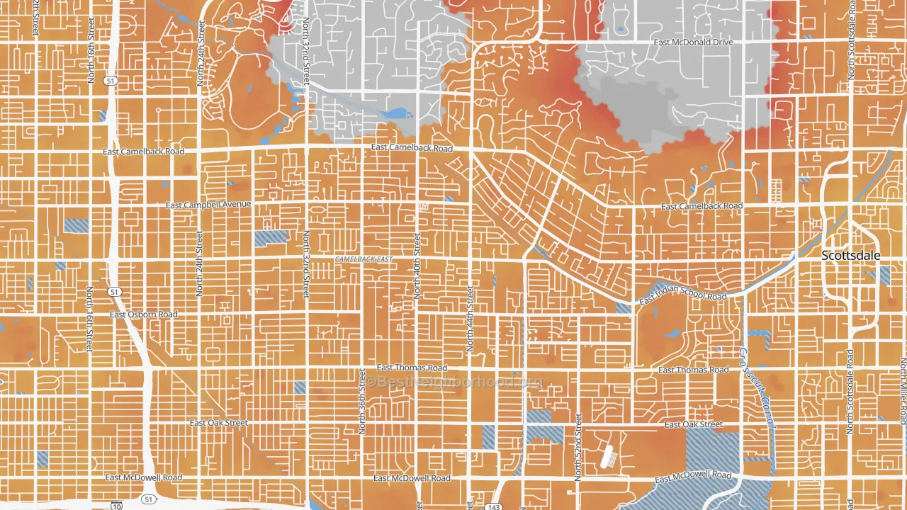 Transit Grade map of 85018, AZ