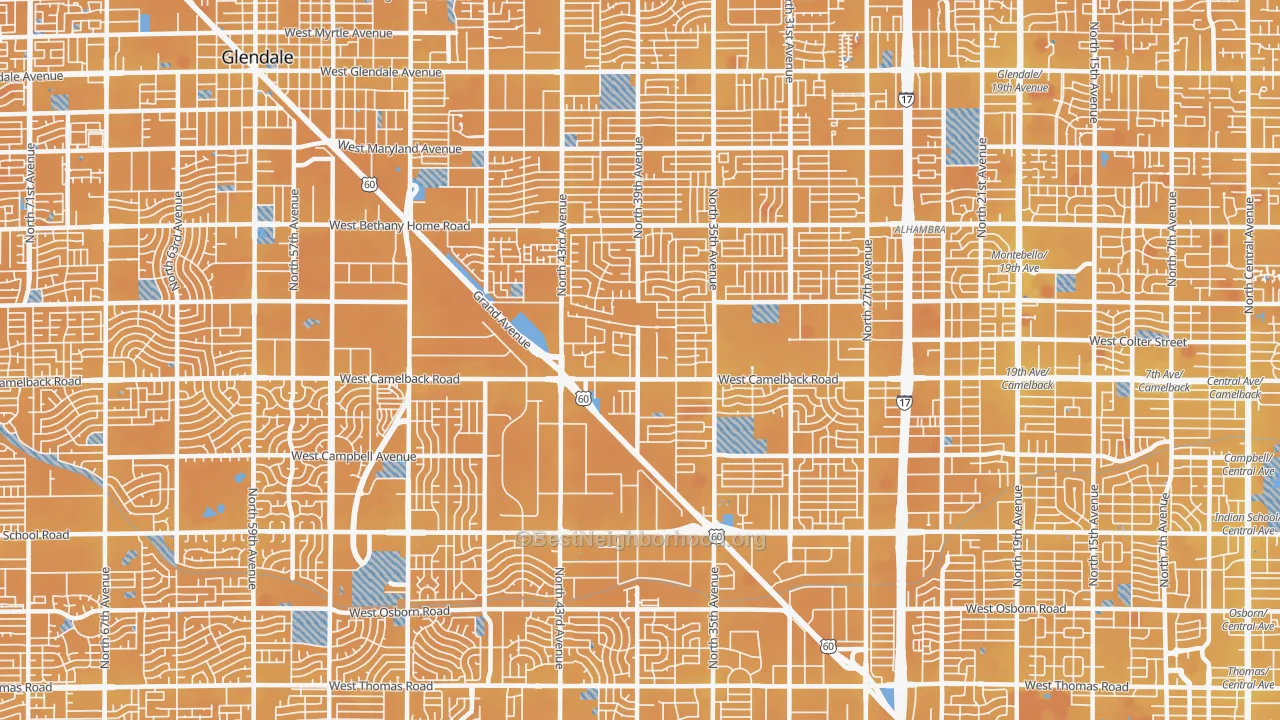 Transit Grade map of 85019, AZ