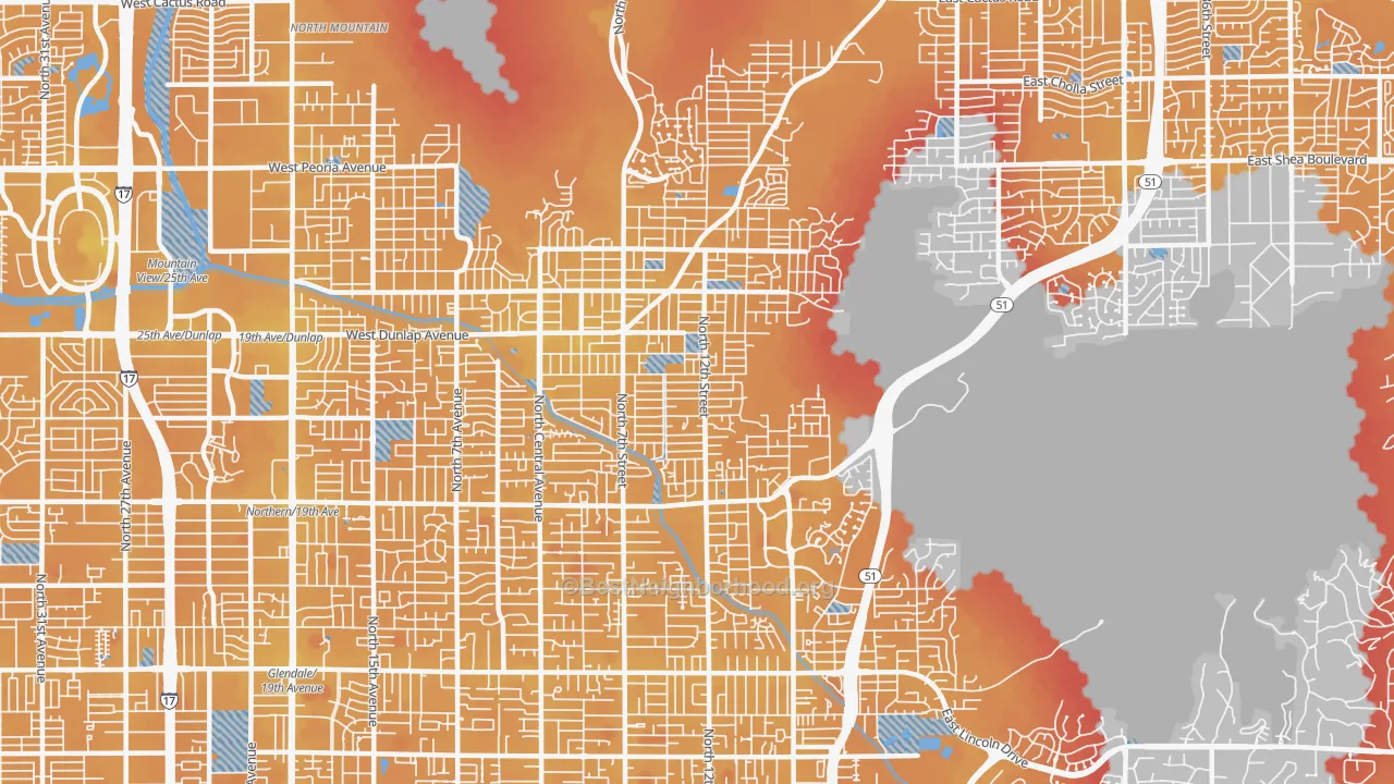 Transit Grade map of 85020, AZ