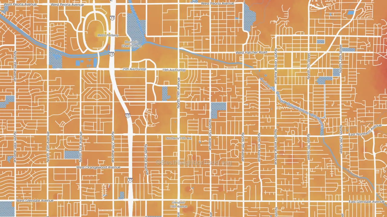 Transit Grade map of 85021, AZ