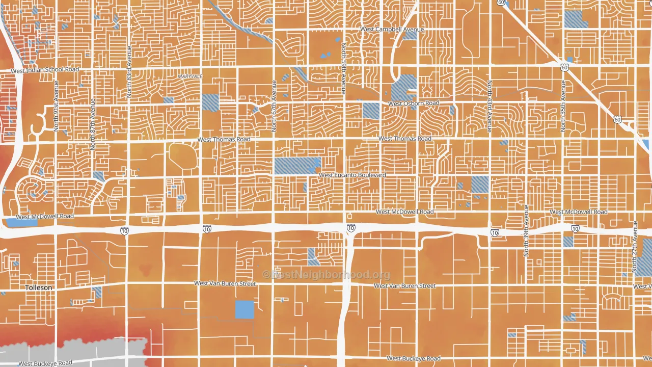 Transit Grade map of 85035, AZ