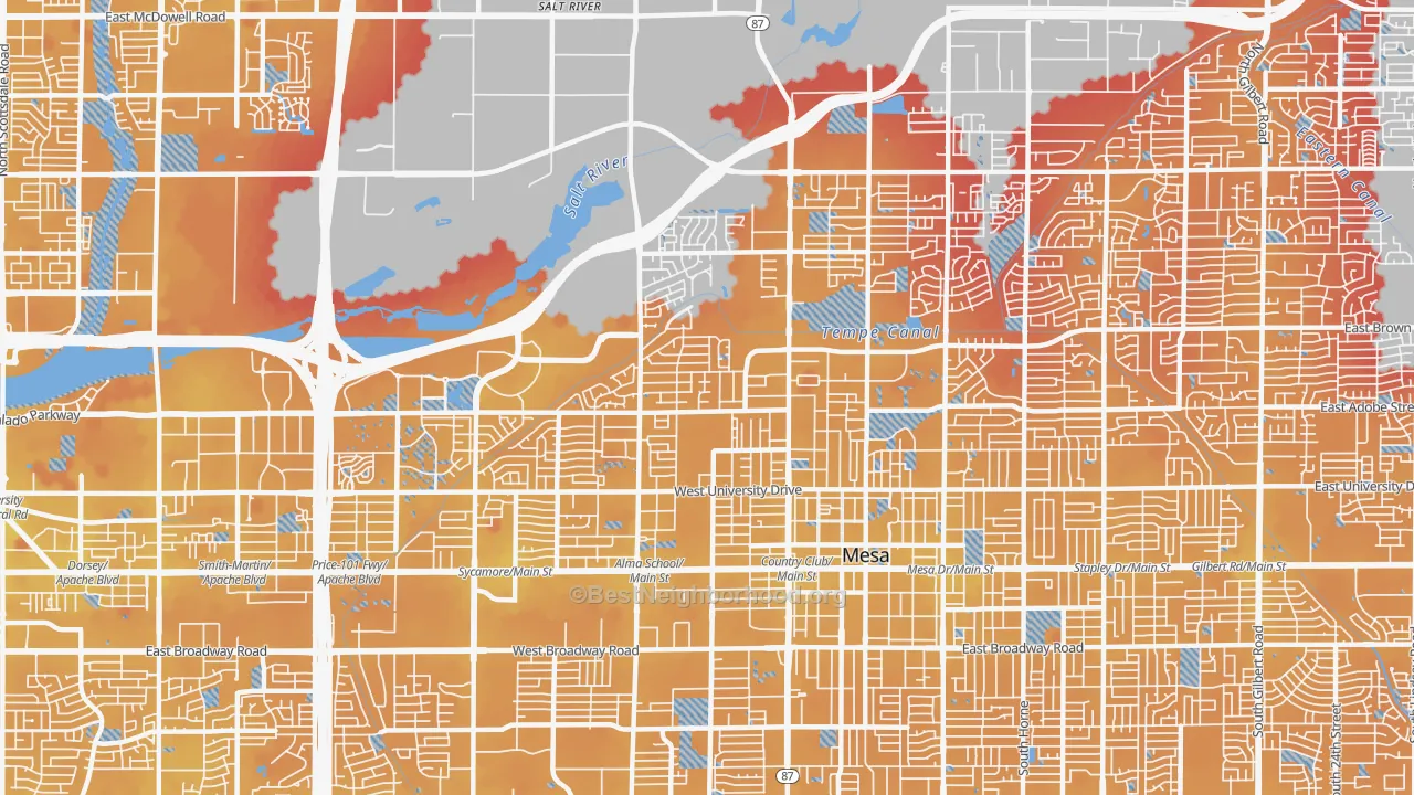 Transit Grade map of 85201, AZ