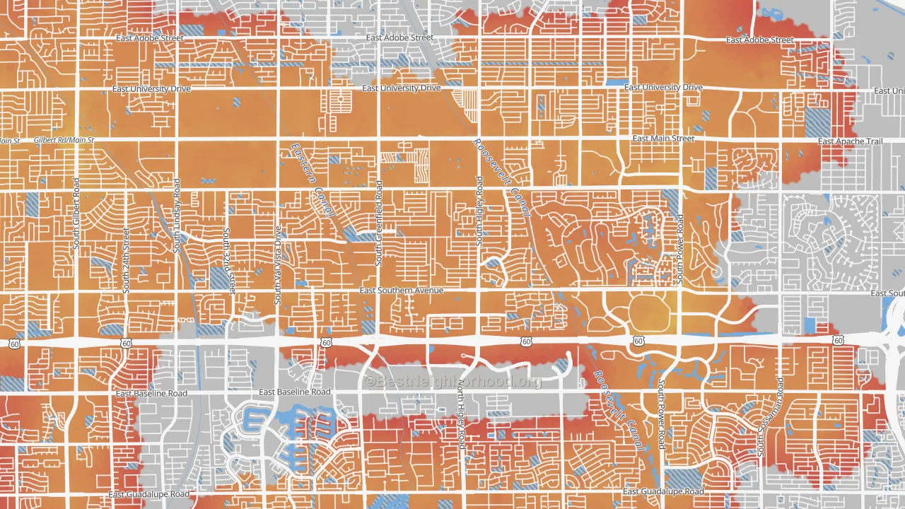 Transit Grade map of 85206, AZ