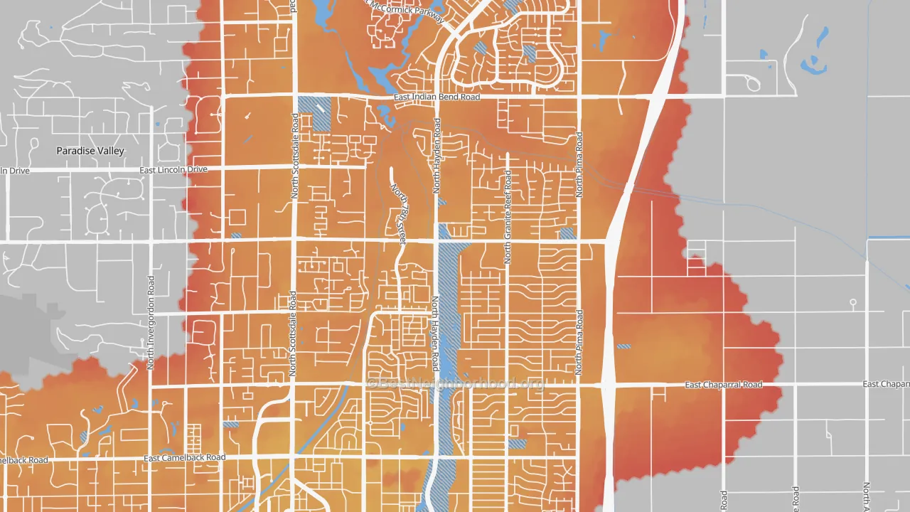 Transit Grade map of 85250, AZ