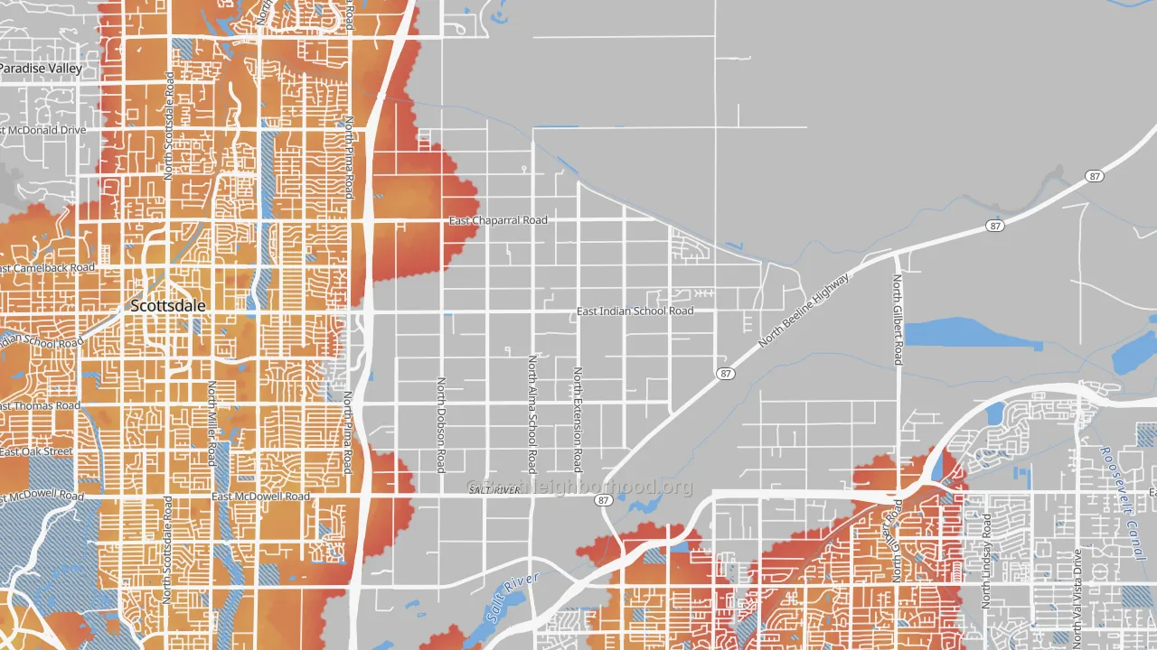 Transit Grade map of 85256, AZ