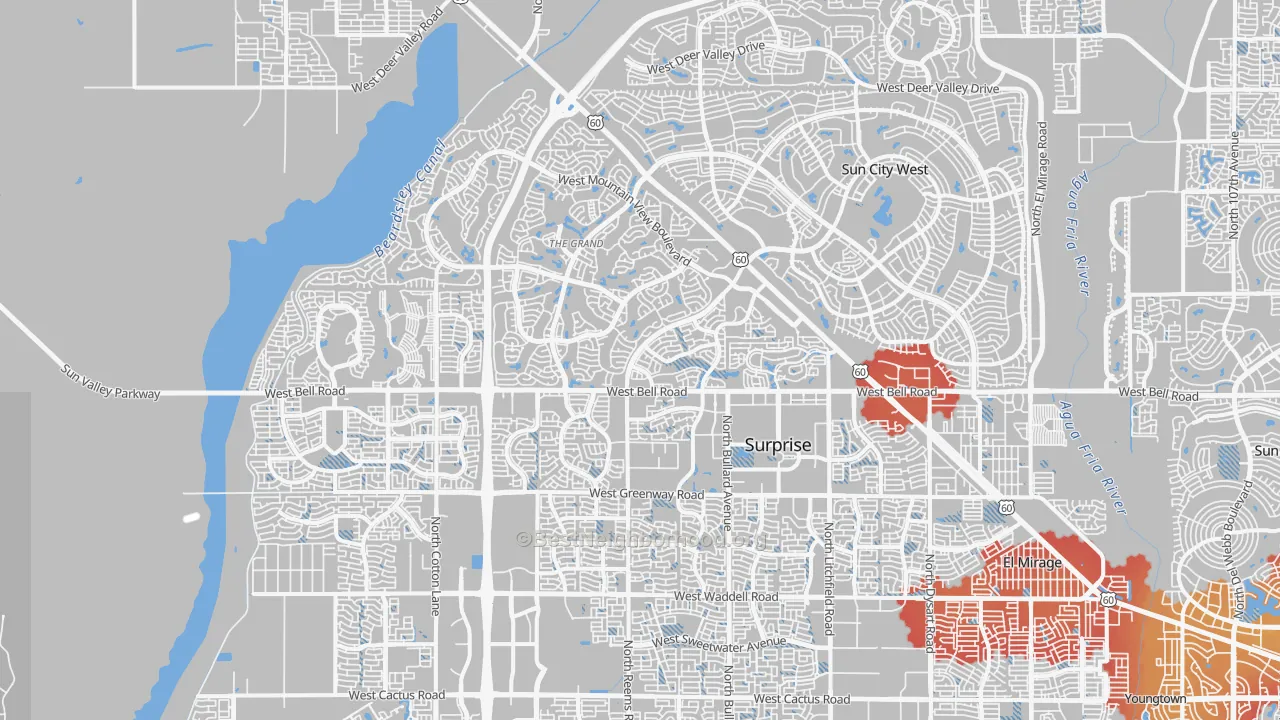 Transit Grade map of 85374, AZ