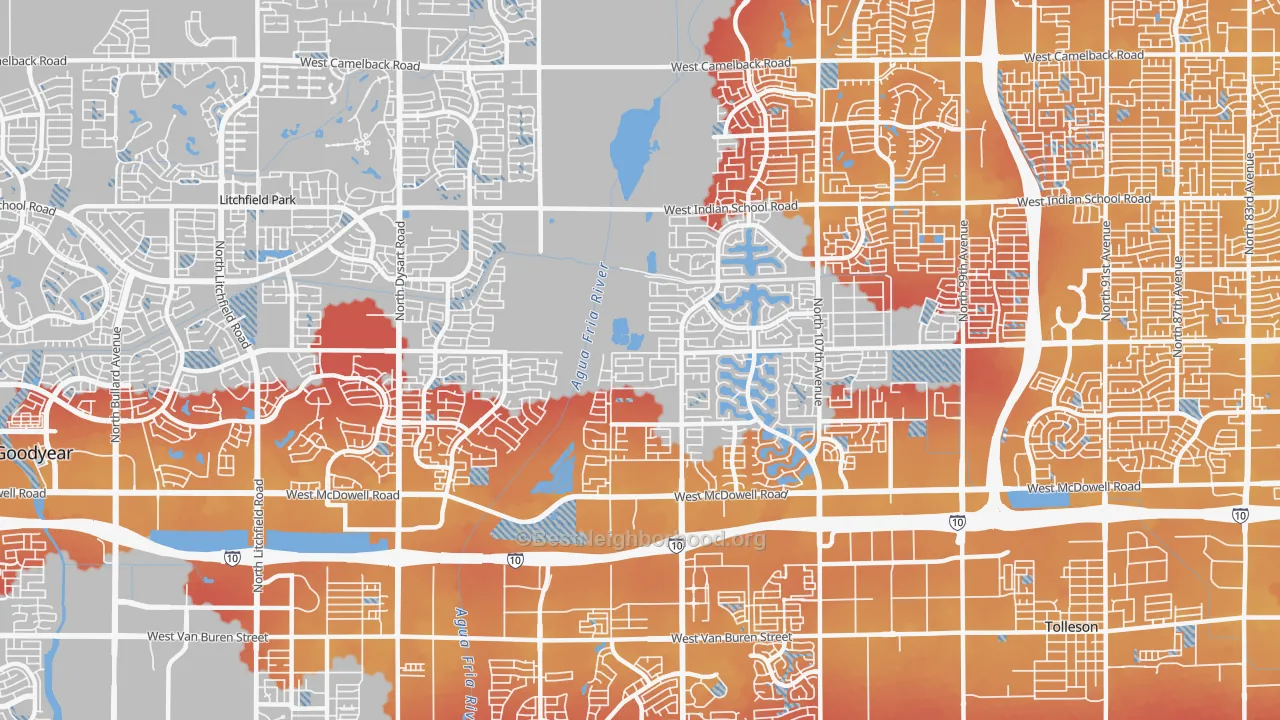 Transit Grade map of 85392, AZ