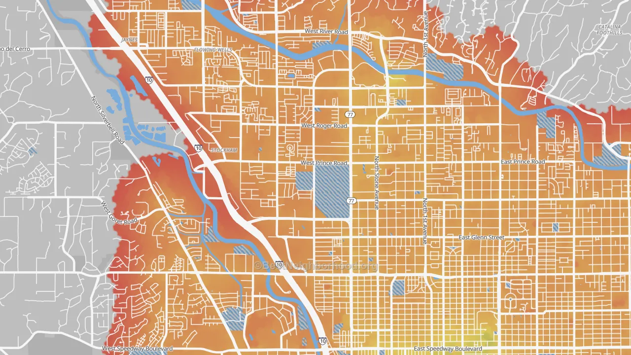 Transit Grade map of 85705, AZ