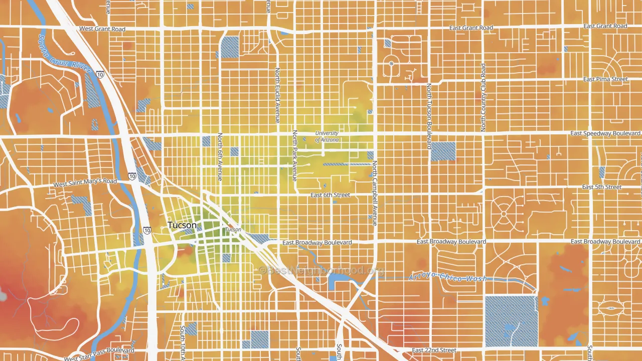 Transit Grade map of 85721, AZ