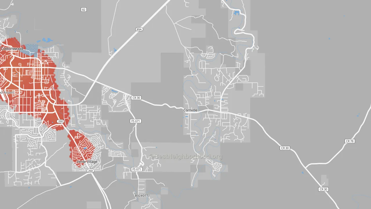 Transit Grade map of 86325, AZ