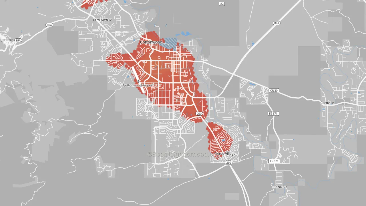 Transit Grade map of 86326, AZ