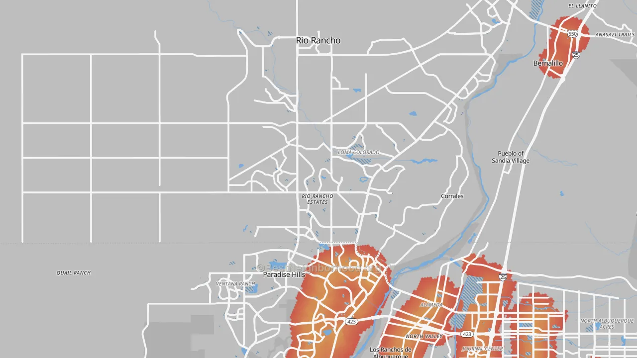 Transit Grade map of 87124, NM