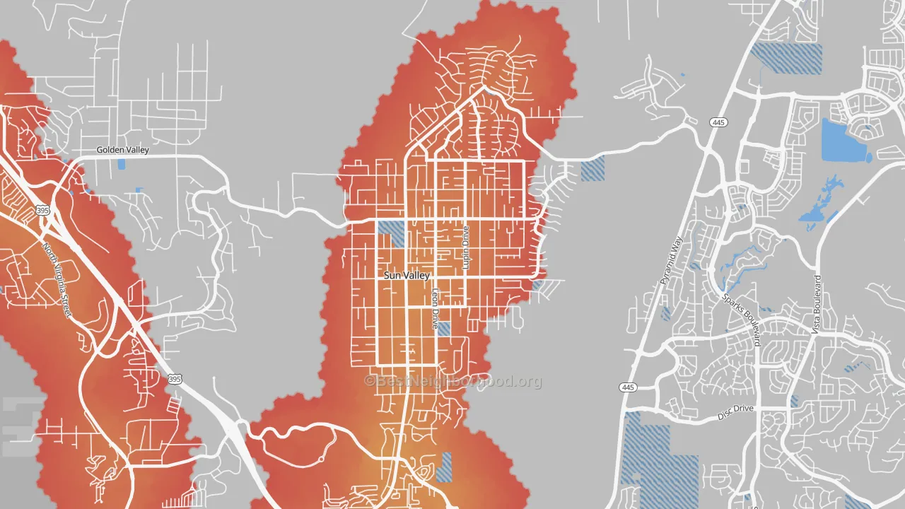 Transit Grade map of 89433, NV