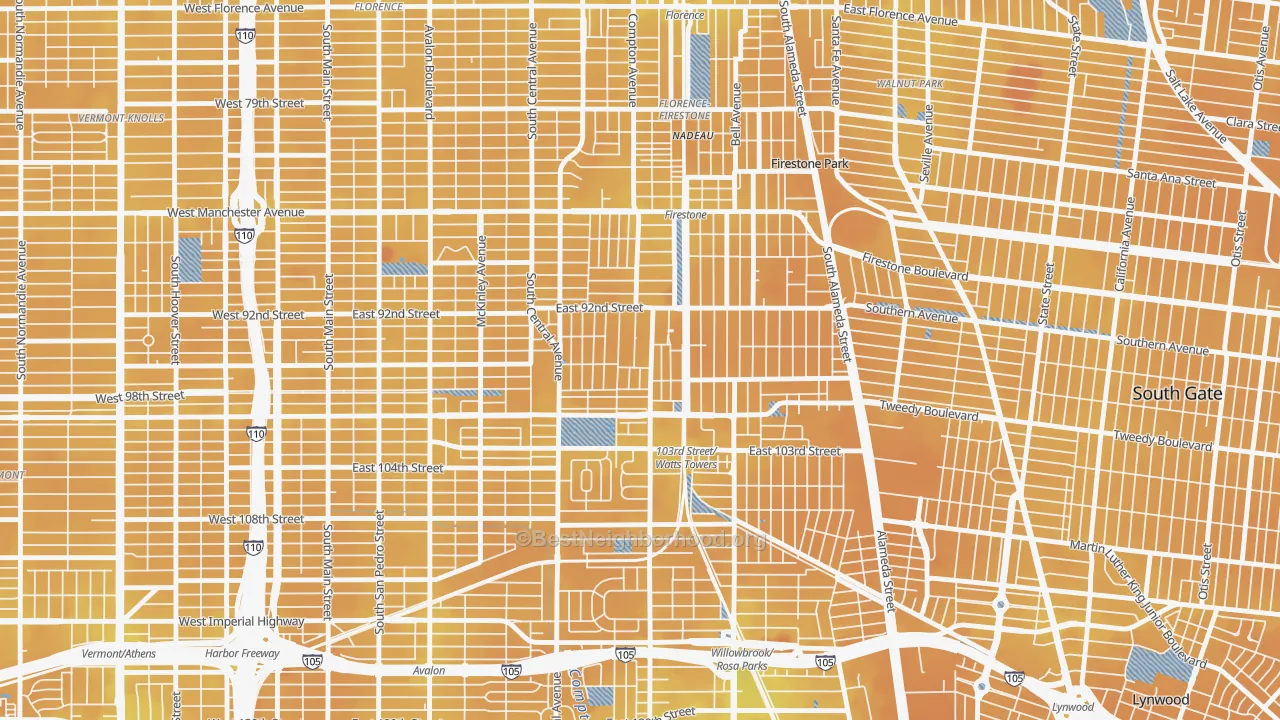 Transit Grade map of 90002, CA
