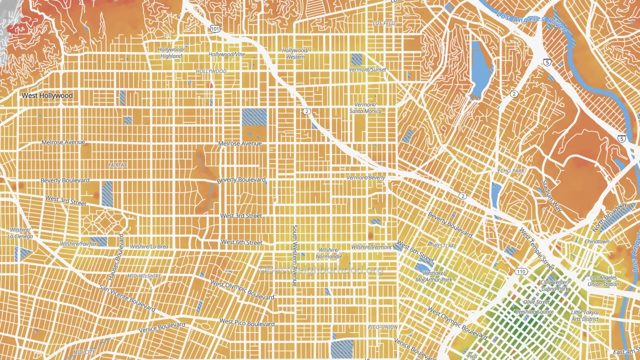 Transit Grade map of 90004, CA