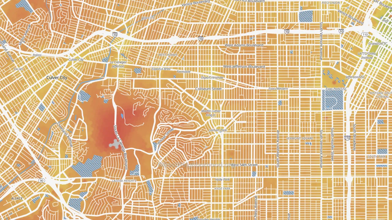 Transit Grade map of 90008, CA
