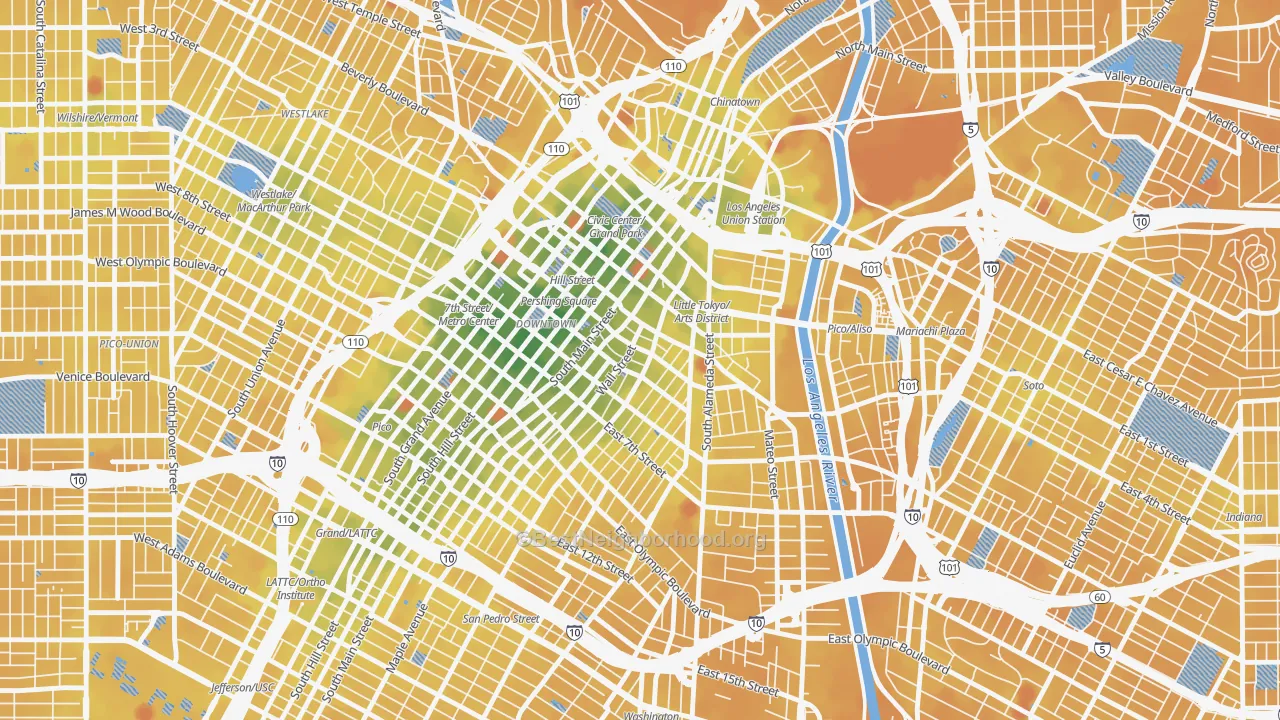 Transit Grade map of 90013, CA