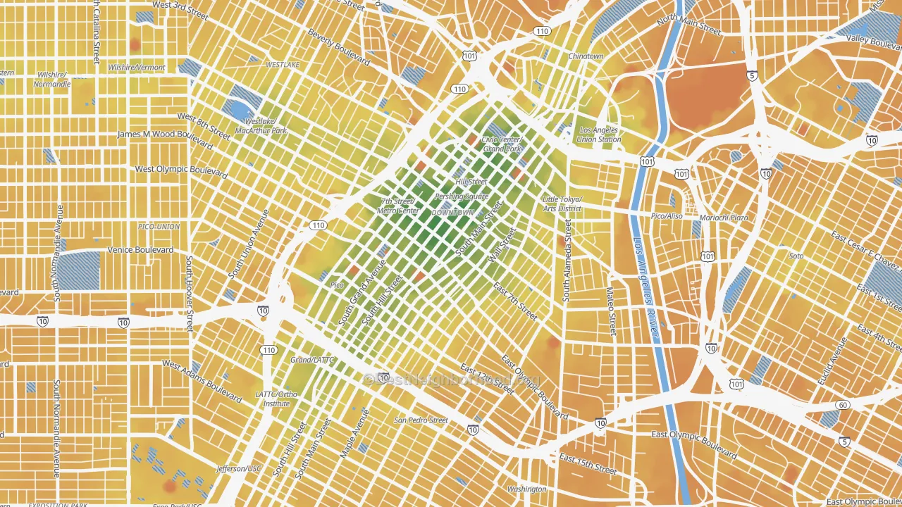 Transit Grade map of 90014, CA