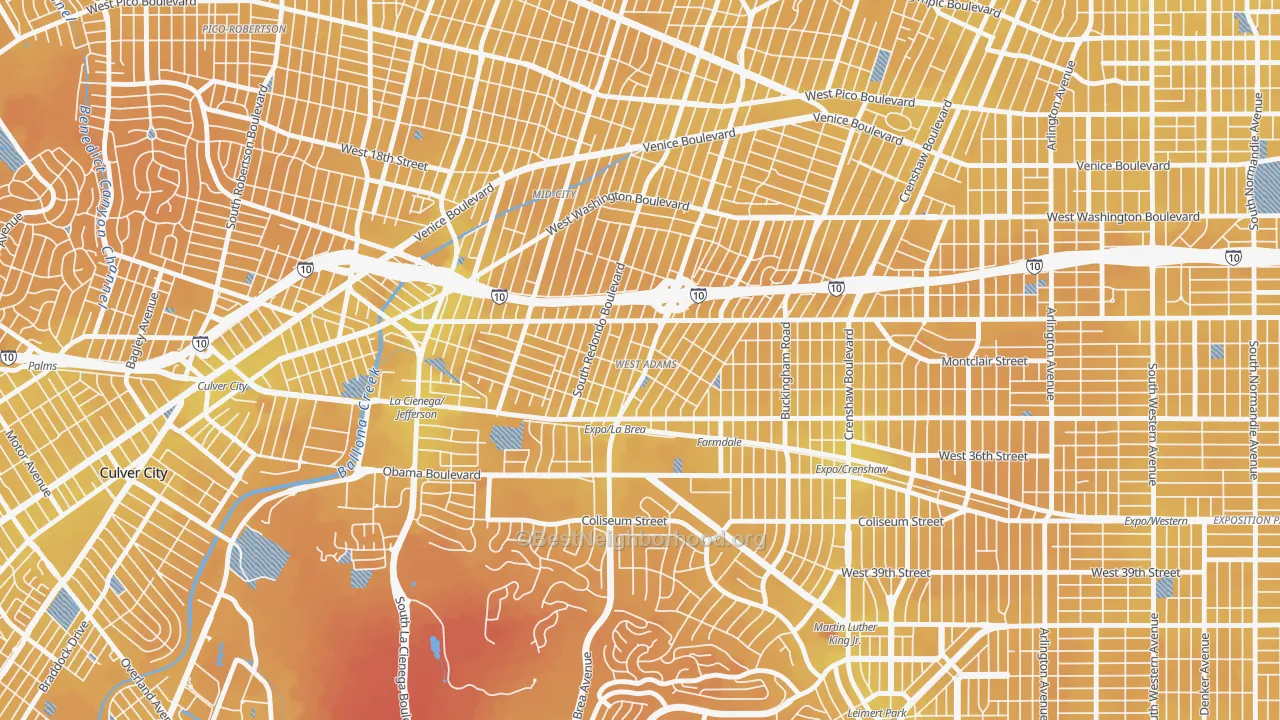Transit Grade map of 90016, CA