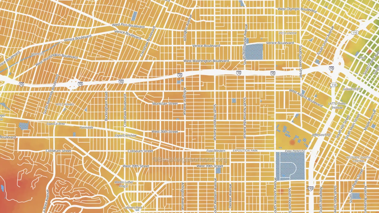 Transit Grade map of 90018, CA