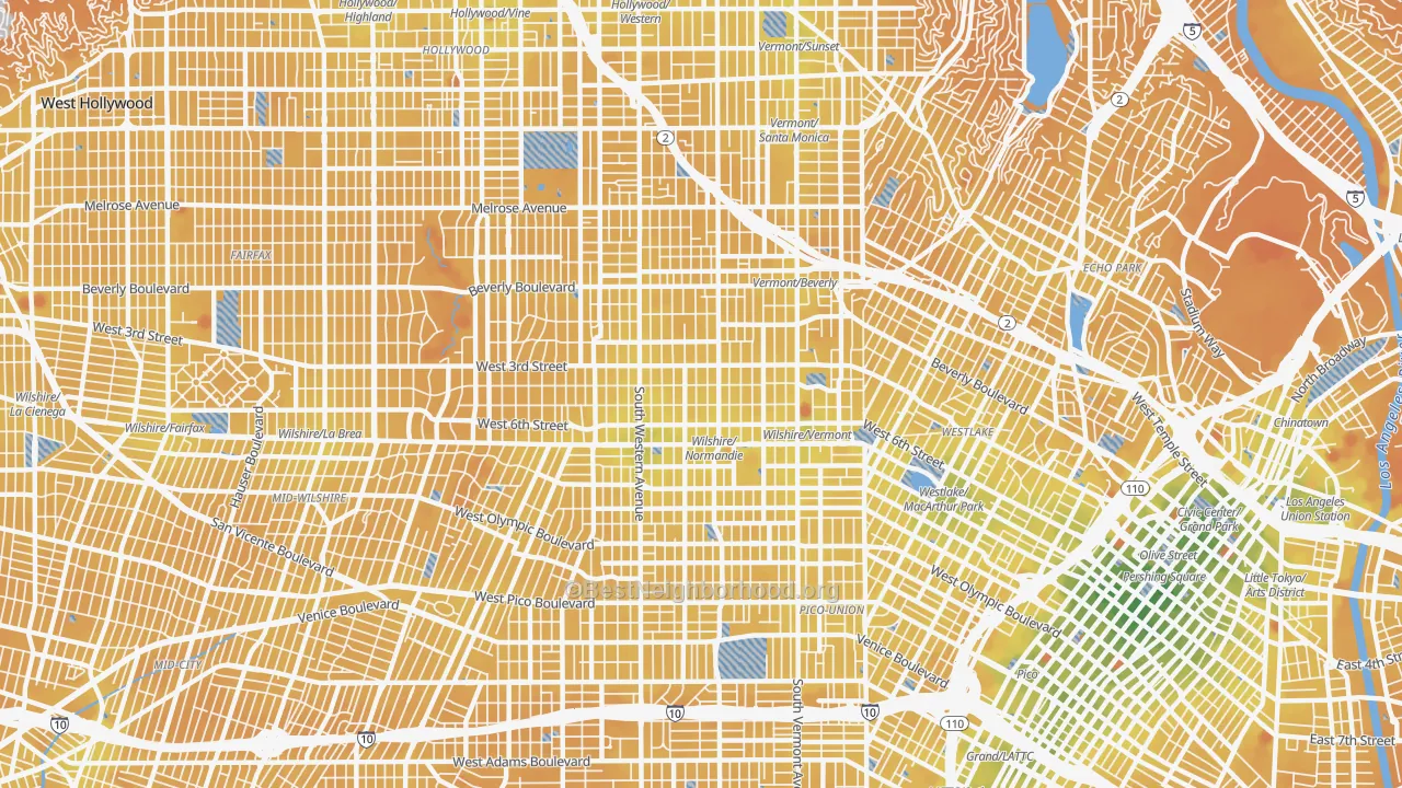 Transit Grade map of 90020, CA