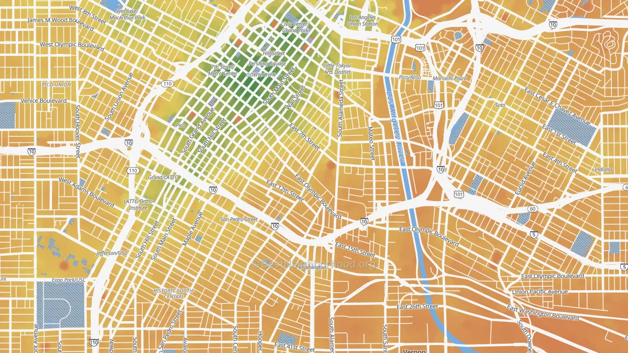 Transit Grade map of 90021, CA