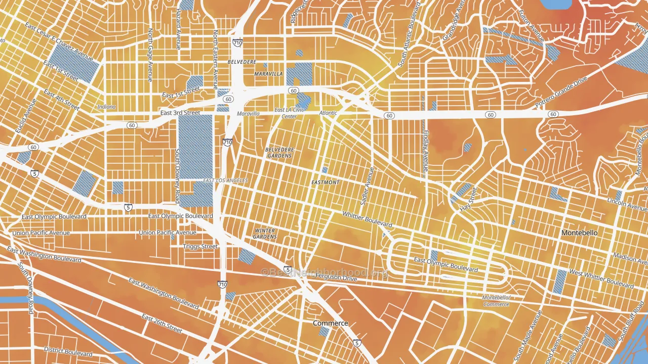 Transit Grade map of 90022, CA