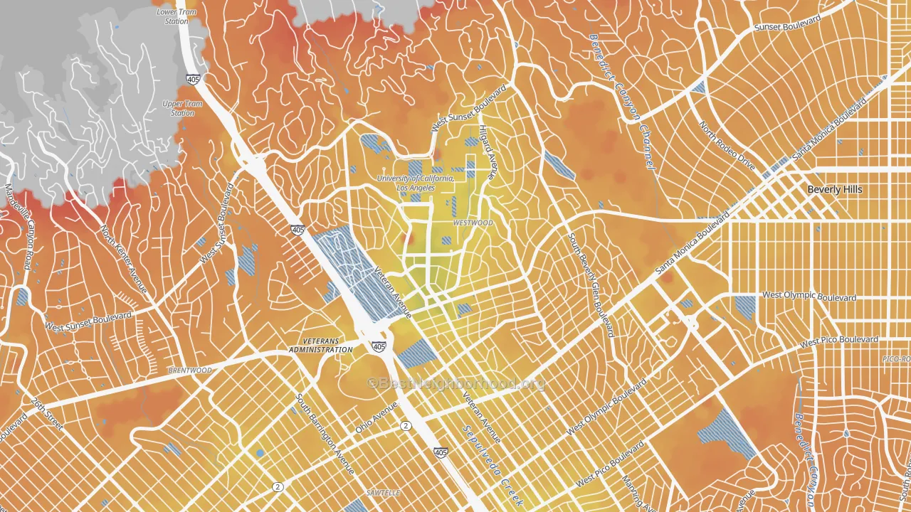 Transit Grade map of 90024, CA