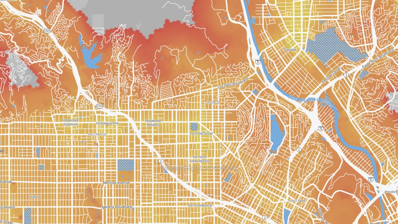 Transit Grade map of 90027, CA
