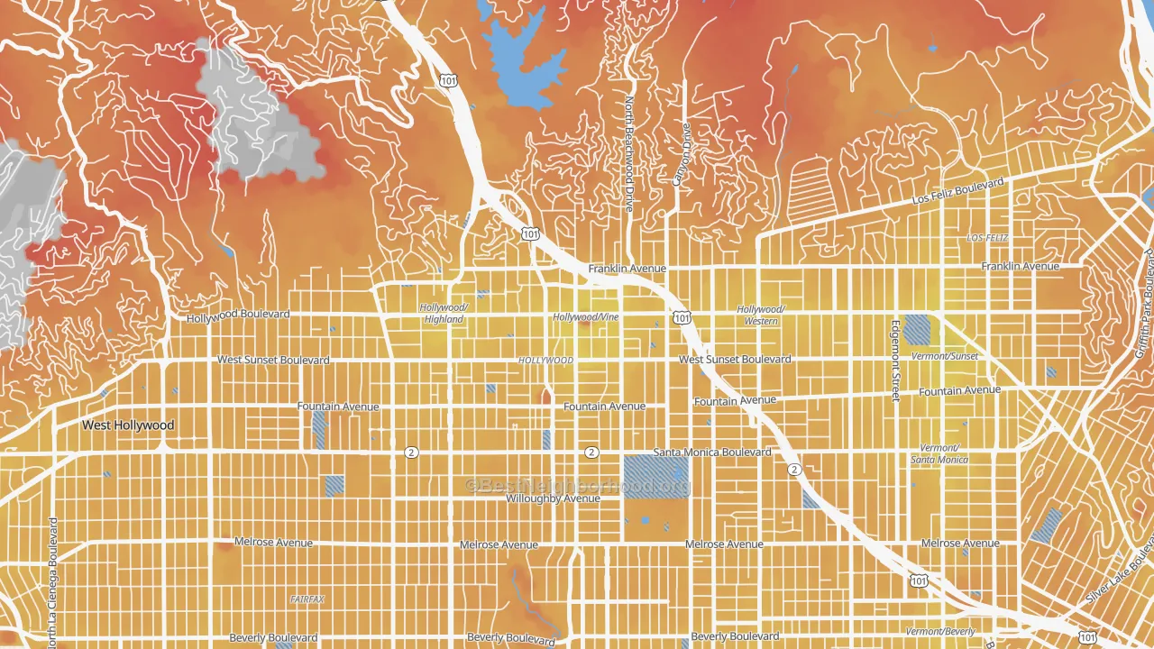 Transit Grade map of 90028, CA