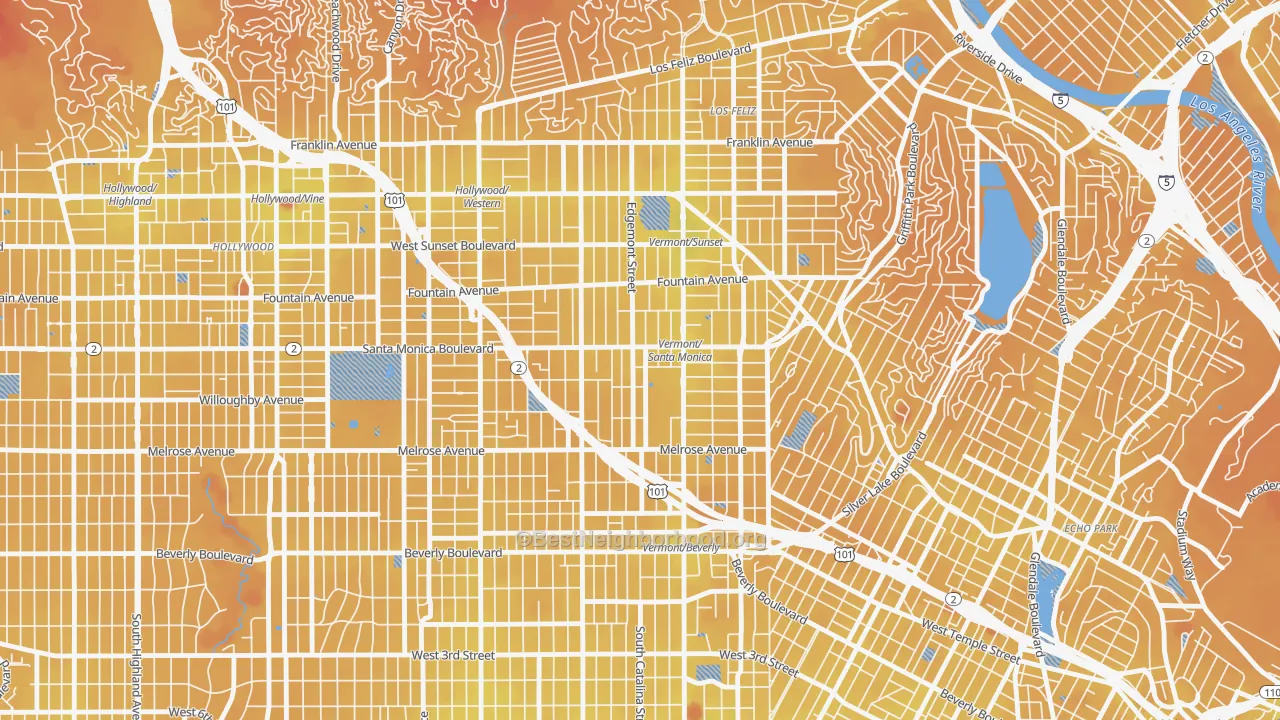 Transit Grade map of 90029, CA