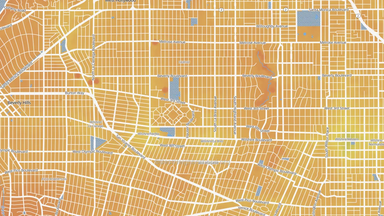 Transit Grade map of 90036, CA