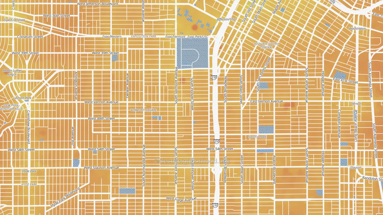 Transit Grade map of 90037, CA