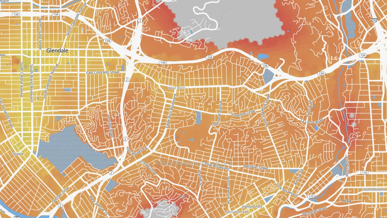 Transit Grade map of 90041, CA