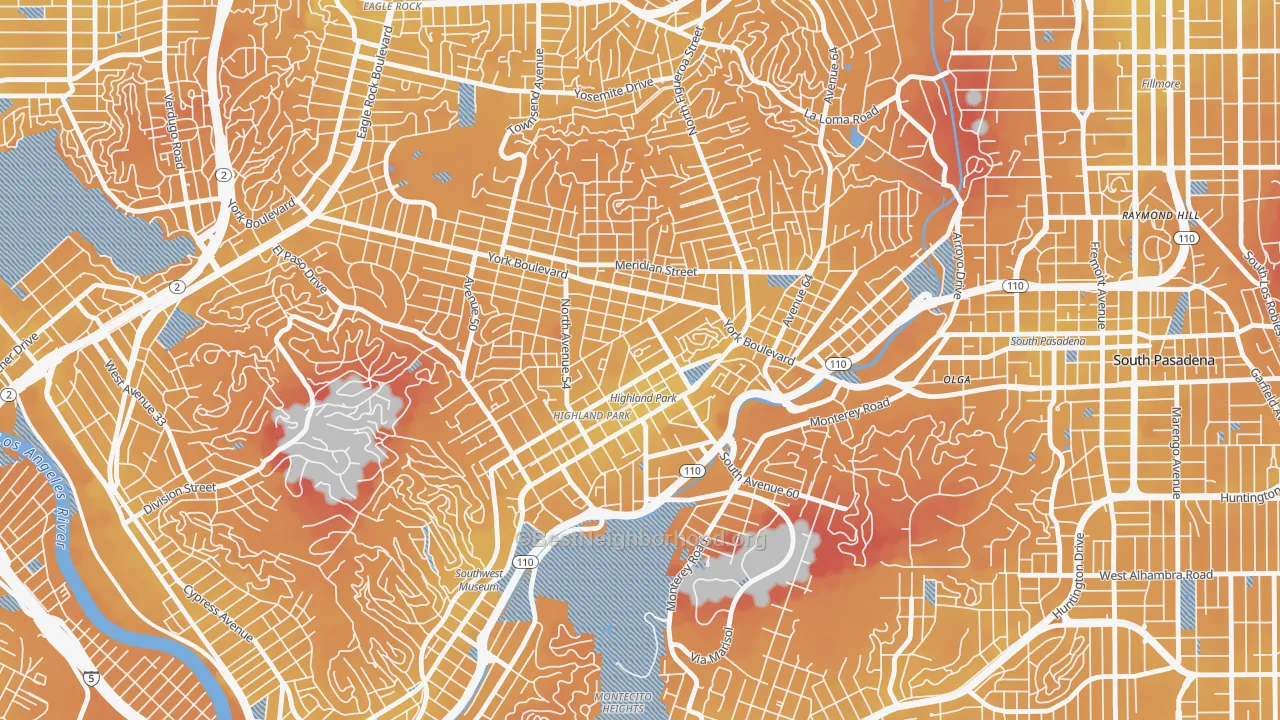 Transit Grade map of 90042, CA