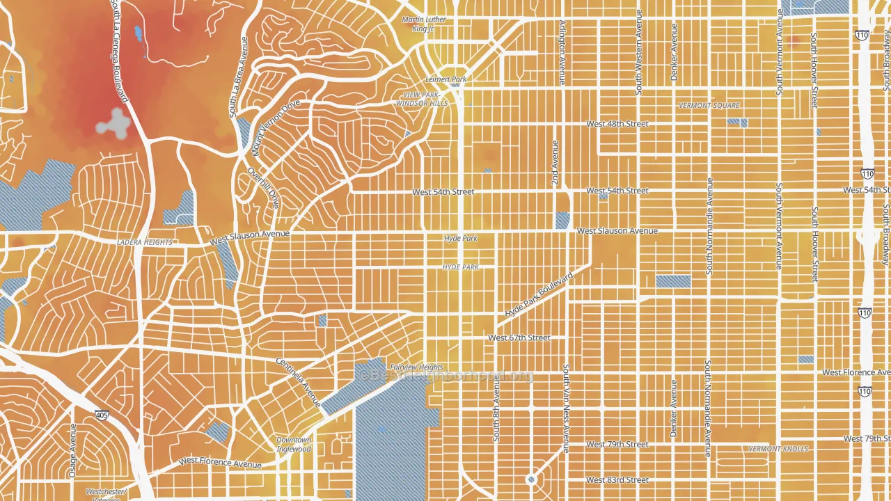 Transit Grade map of 90043, CA