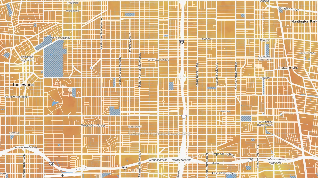 Transit Grade map of 90044, CA