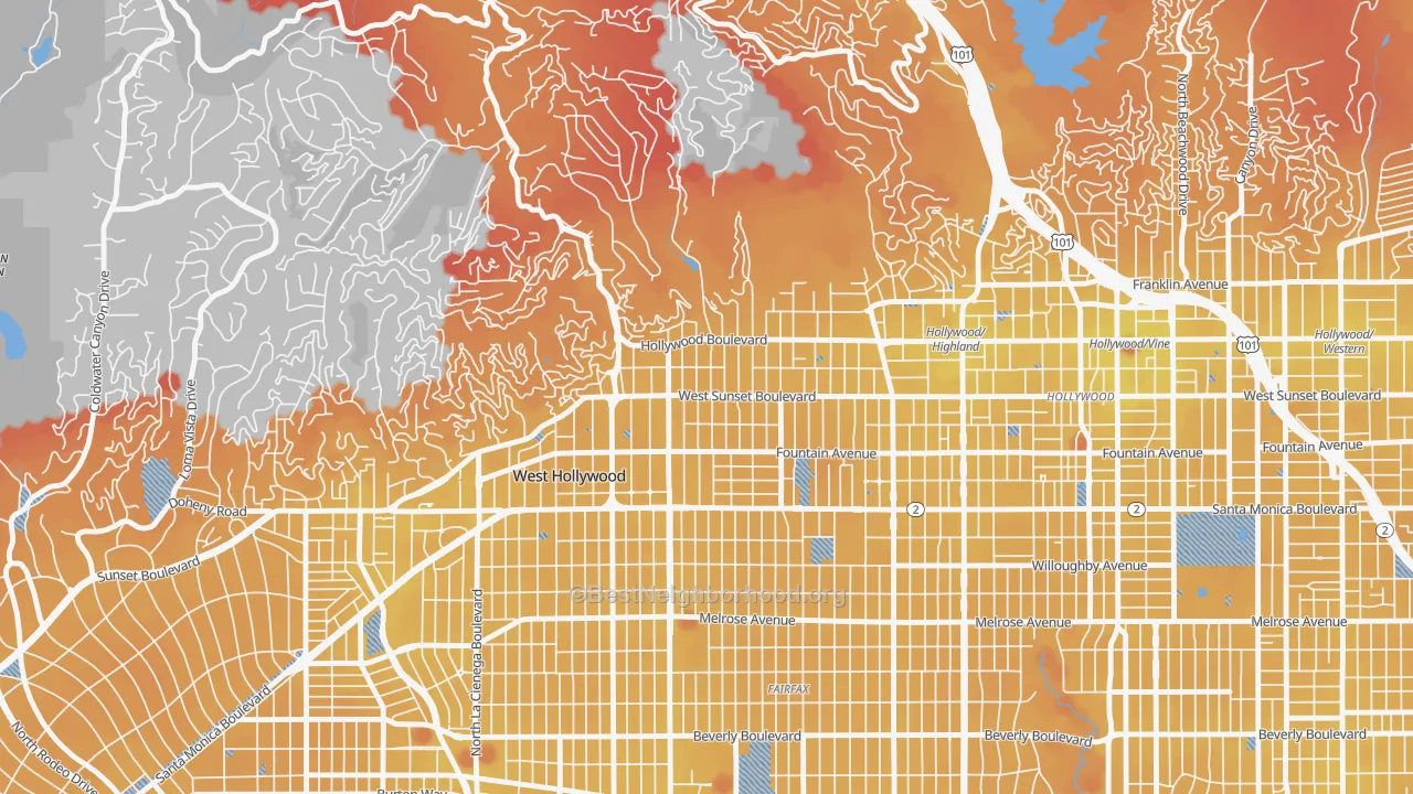 Transit Grade map of 90046, CA