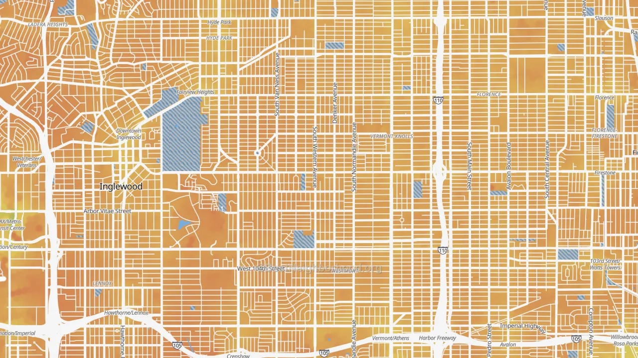 Transit Grade map of 90047, CA