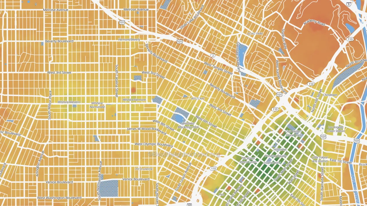 Transit Grade map of 90057, CA