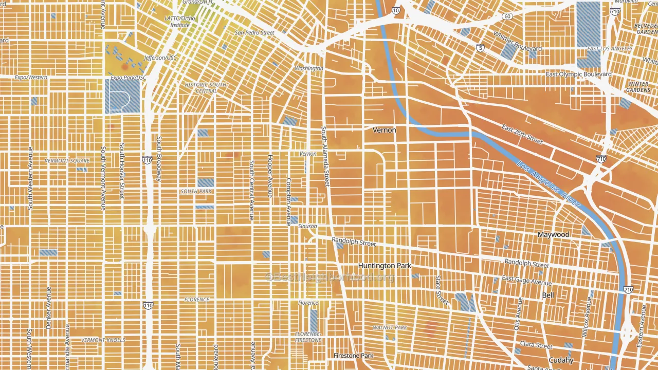 Transit Grade map of 90058, CA